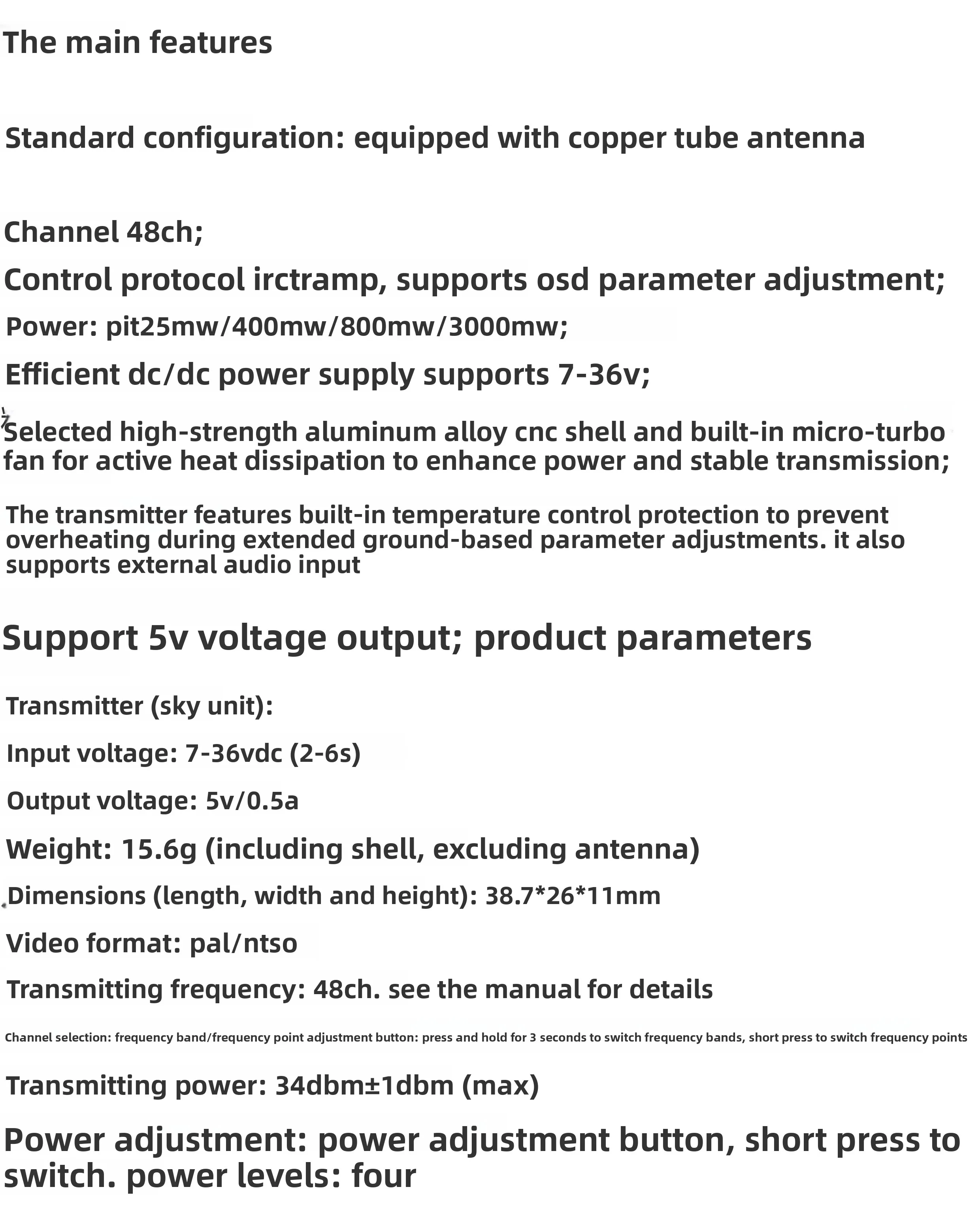 FLYTO 5.8G 3W 48CH VTX เครื่องส่งสัญญาณกำลังสูง ระยะไกล อุปกรณ์เสริมโดรน FPV ชิ้นส่วนเครื่องส่งสัญญาณไร้สาย