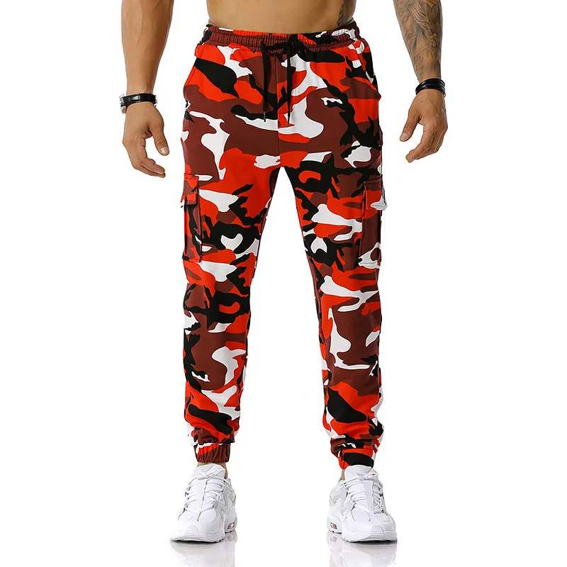 Men's Splicing Camouflage Jogging Pants Outdoor Sports Pants Football Training Pants Fitness Pants Trousers