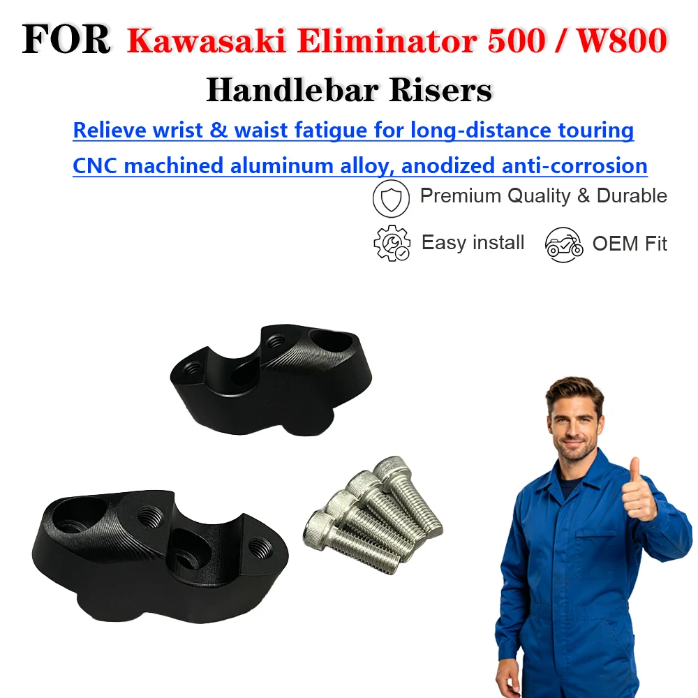 For Kawasaki Eliminator 500 W800 Raise & Setback Handlebar Risers Elevador manillar moto