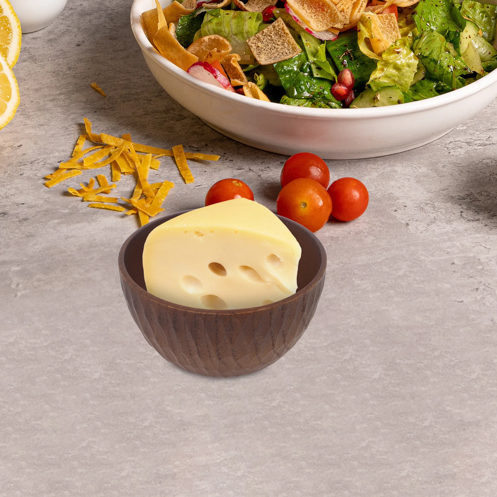 

Handcrafted Natural Large Food Serving For Kitchen Cheese Snacks Vintage Style Wood Fruit Easy Carry Wooden Salad Bowl Large