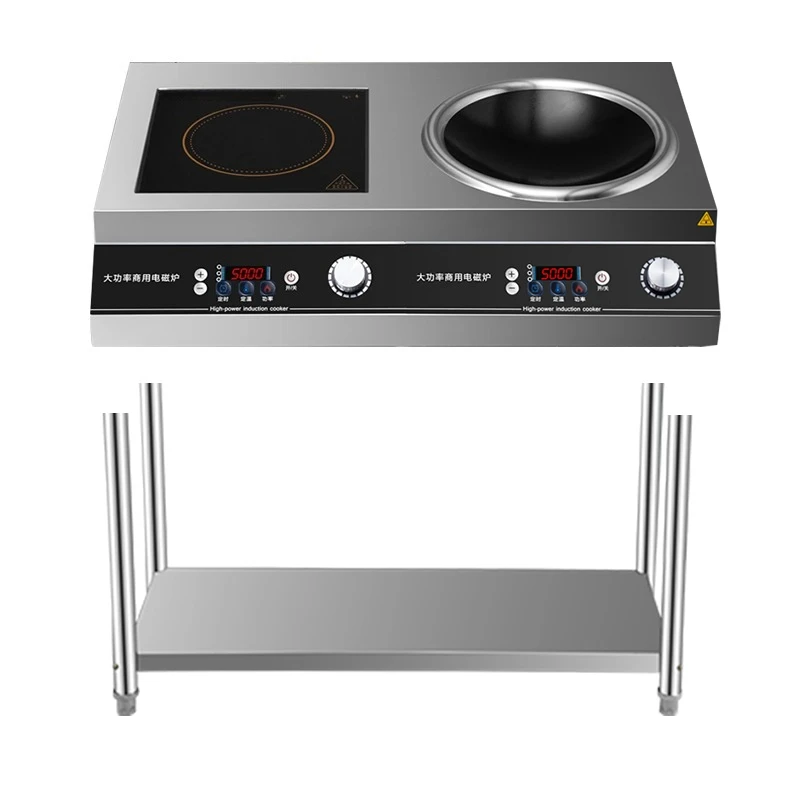 

Индукционная плита из нержавеющей стали с двумя конфорками, коммерческая и бытовая, плоская и вогнутая, высокой мощности