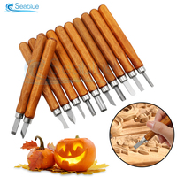 12pcs/set Wood Carving Chisel Scalpel Tools Set Wood Handle Cutter Wood Carving Knife Set Hand Tool Kits for Beginner Artistic