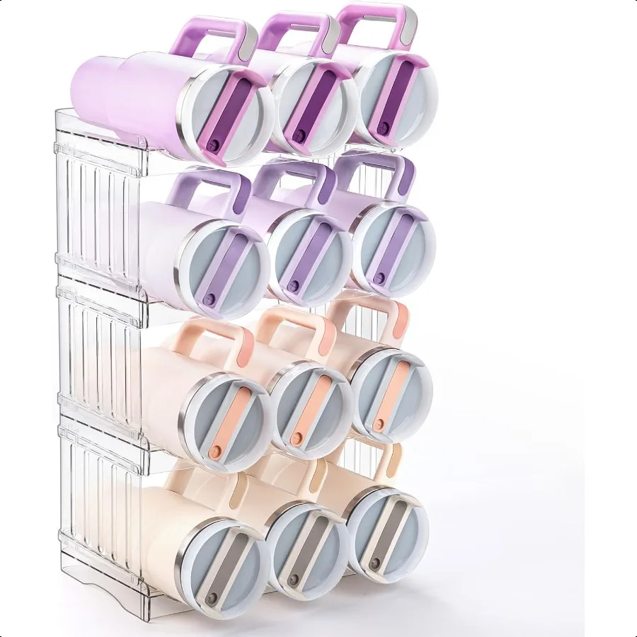 

Large Tumbler Organizer for Cup 40 oz Patented Kitchen Pantry Organizers and Storage for Cup Accories Stackable Water Bottle