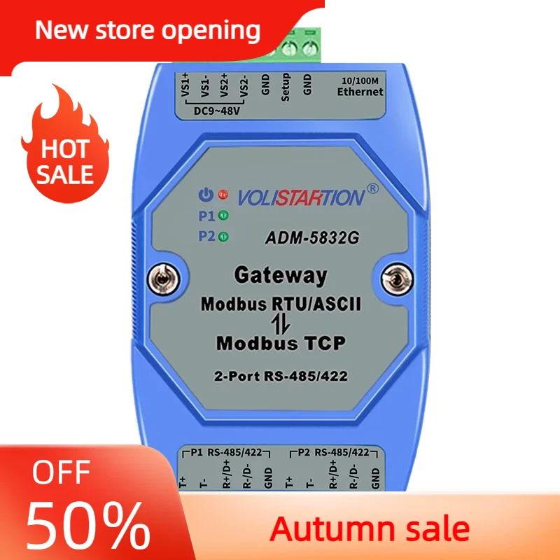 Adm-5832g Professional Gateway Industrial Level 2 Port Rs485/422 Rtu To Modbus Tcp