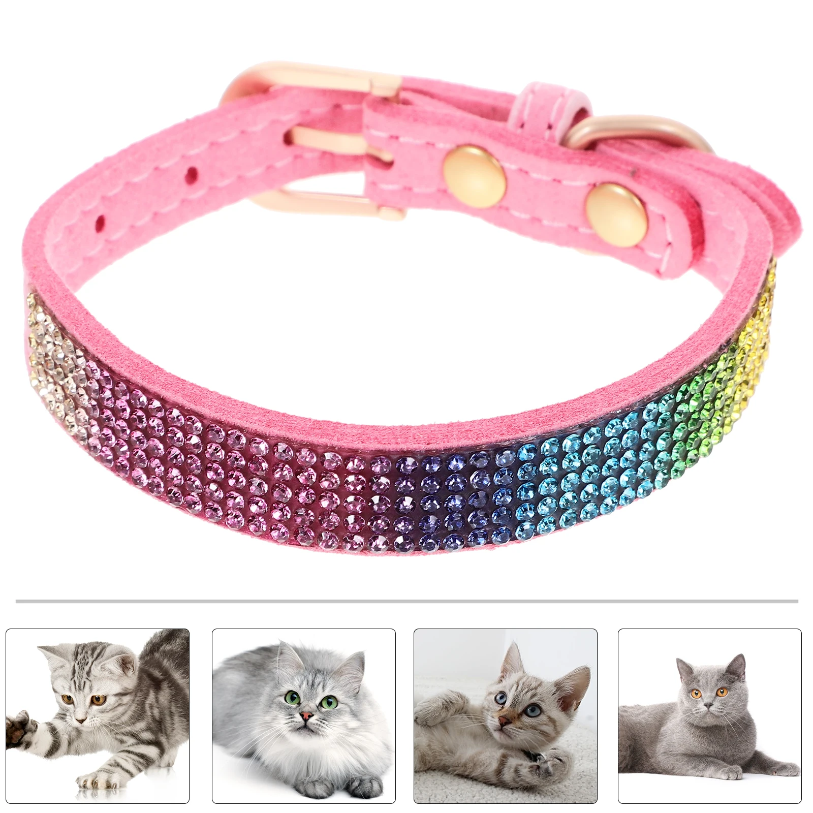

Rhinestones Cat Collar Color Diamond Cute Dog Leash Collars for Dogs Soft Adjustable Kitten