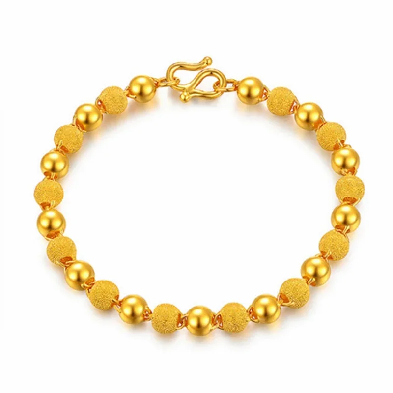 Gold Store Same 9999 24k real Gold Bracelet Women's 9999 Real Gold Bracelet Transfer Beads Bracelet Adjustable Gold Bracelet