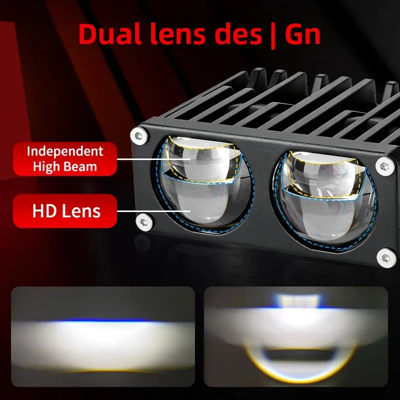 1/2PCS Dual-Lens 180W LED Spotlight 19800LM Solenoid Beam Switching Headlight Universal Car Grille Lamp MotorbikeFog Lamps 12V