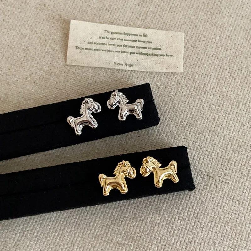 Minar Unique Design Metallic Cartoon Animal Colt Horse Statement Dangle Earrings for Women Girl Gold Silver Plated Alloy Jewelry