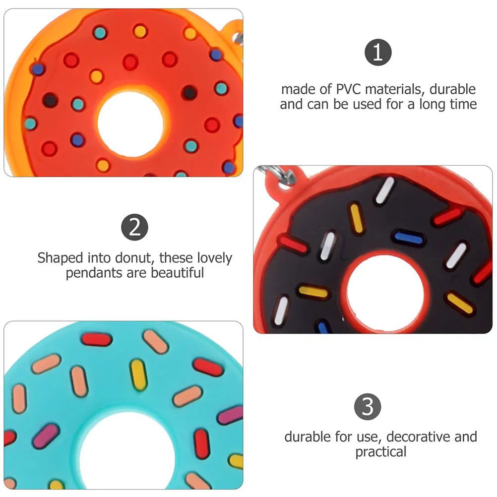 

Donut Shape Keyring Set of 6 Cartoon Keychains Decorative Bag Pendant Portable Hanging Charm Purse Decor Kids Gift Idea