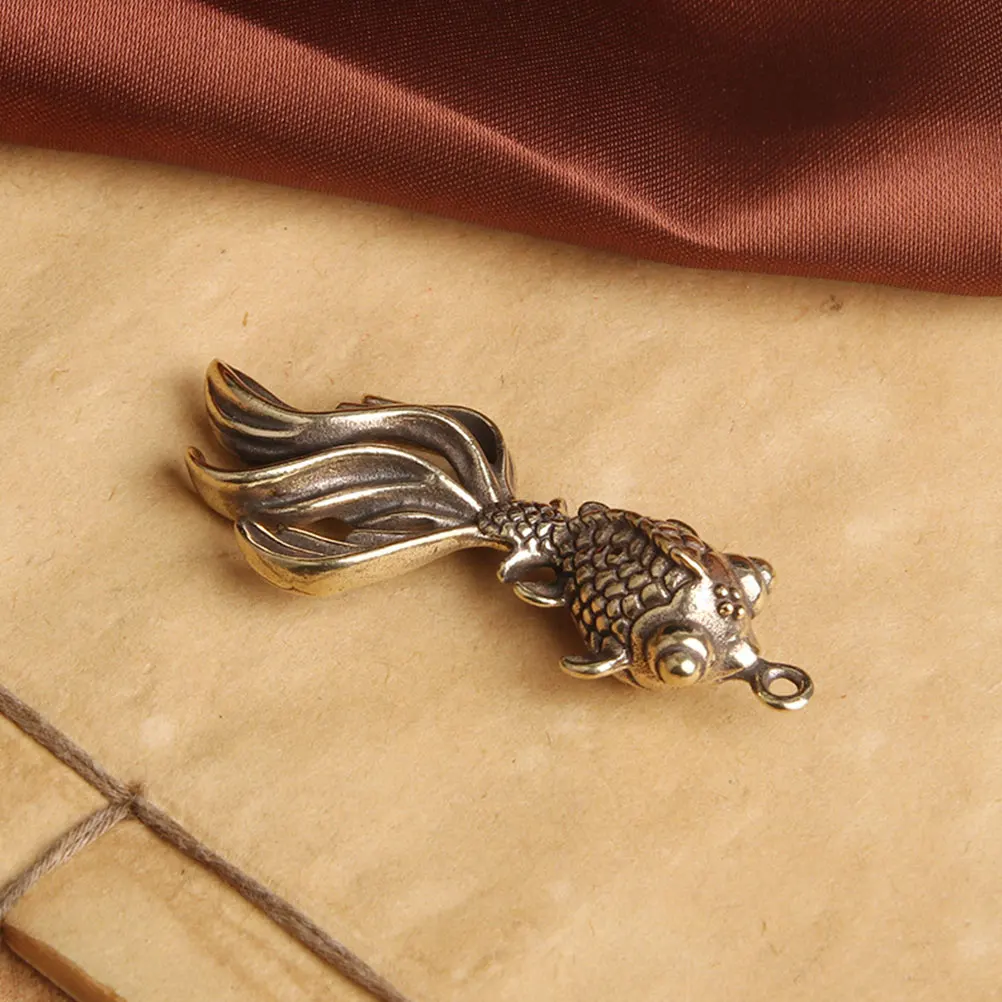 

4pcs Small Goldfish Keychain Pendant Vintage Brass Craft DIY Decorative Charms Jewelry Making Accessories Retro Style Hanging
