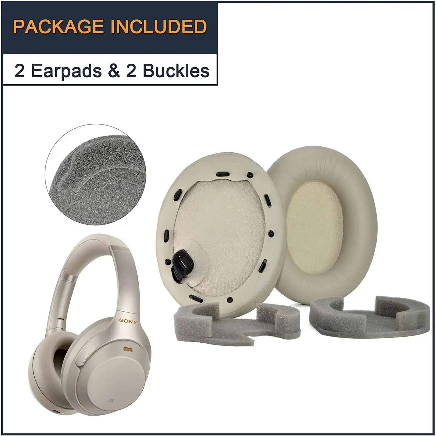 

1Pair Replacement Earpads Cushion for Sony WH-1000XM4 Headset Headphones Leather Earmuff Ear Cover Earcups