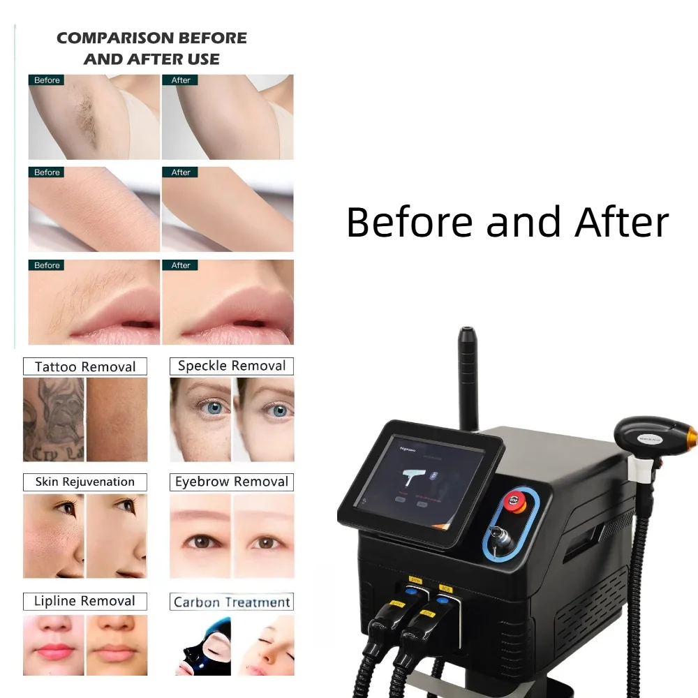 Professional Pico Laser Hair Removal Machine Pulse Lase Epilator Permanent Depilator Skin Beauty Device Salon Home 110V 220V