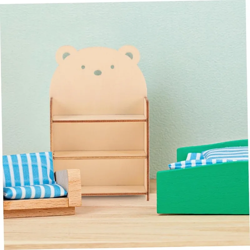 4개 미니 인형집 책장 미니어처 책장 가구 창의적 놀이용 인형집 장식 상상력 있는 장면용