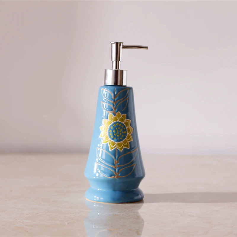 

Ceramic Sunflower Hand Wash Press Distribution Bottle Nordic Bathroom Lotion Shower Gel Bottle soap dispenser shampoo dispenser