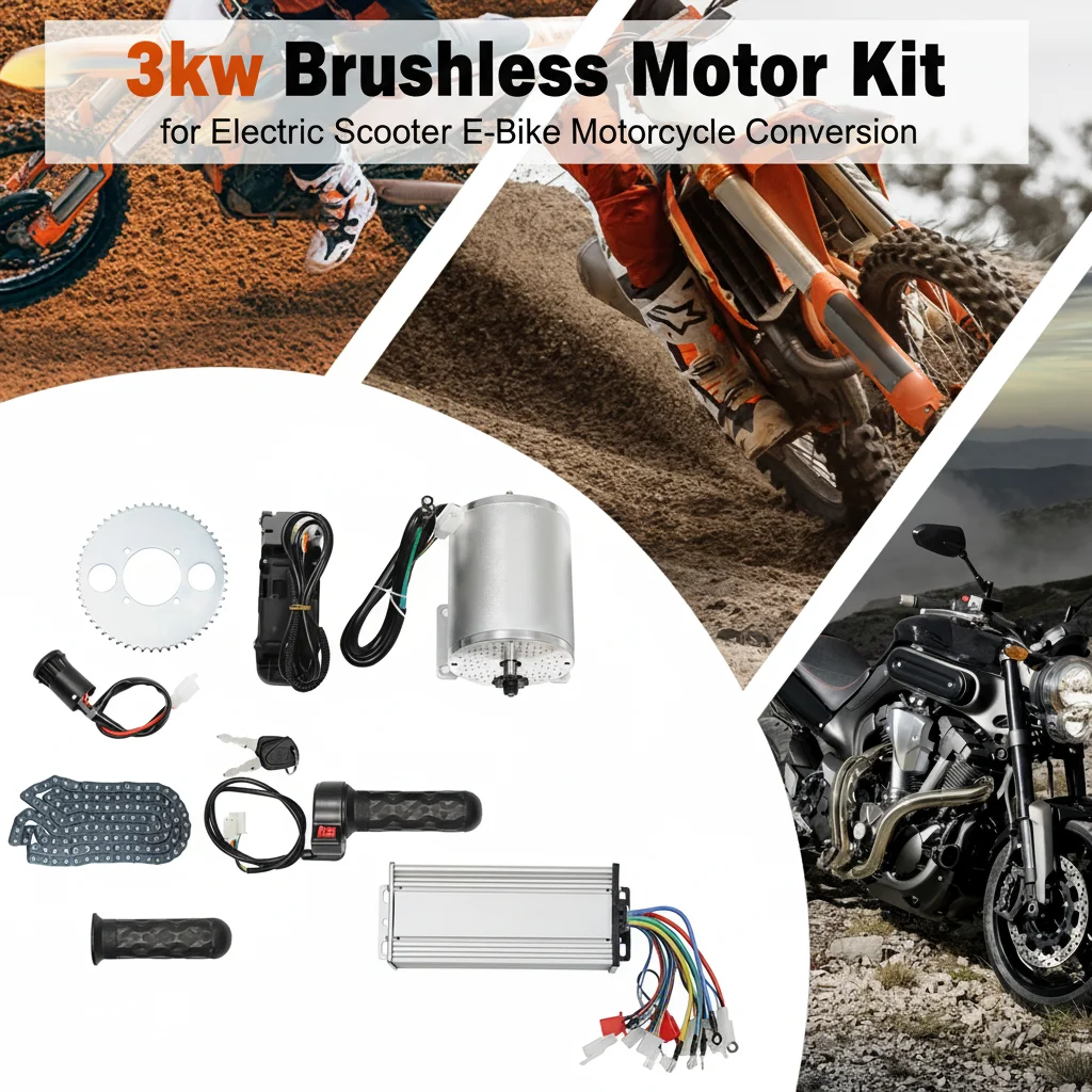 

Комплект бесщеточного двигателя 3 кВт для переоборудования электровелосипеда/мотоцикла с контроллером и дросселем для модификации