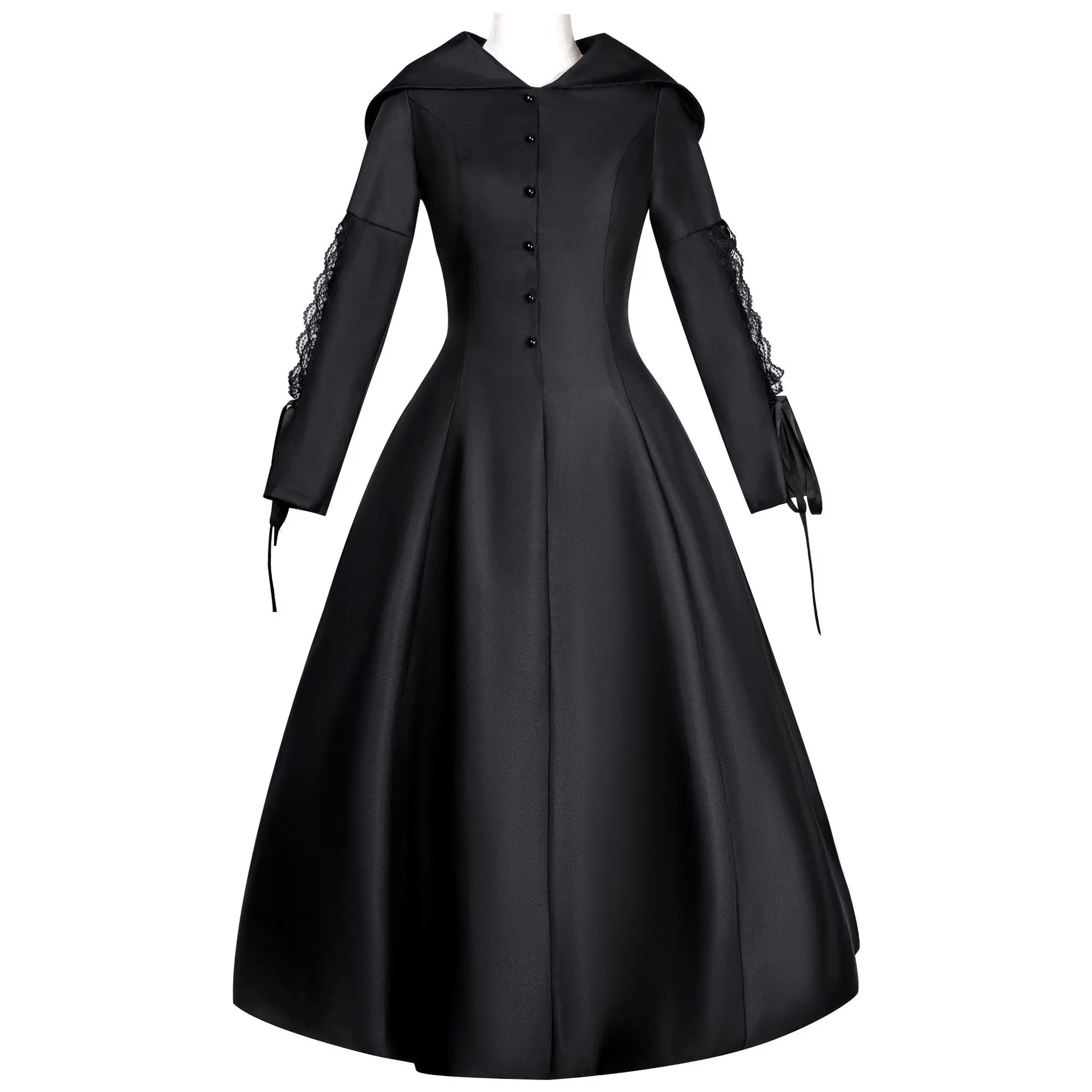 

European And American Cross-border Medieval Vampire Female Dress Black Goth Style Halloween Costume Cosplay Costume
