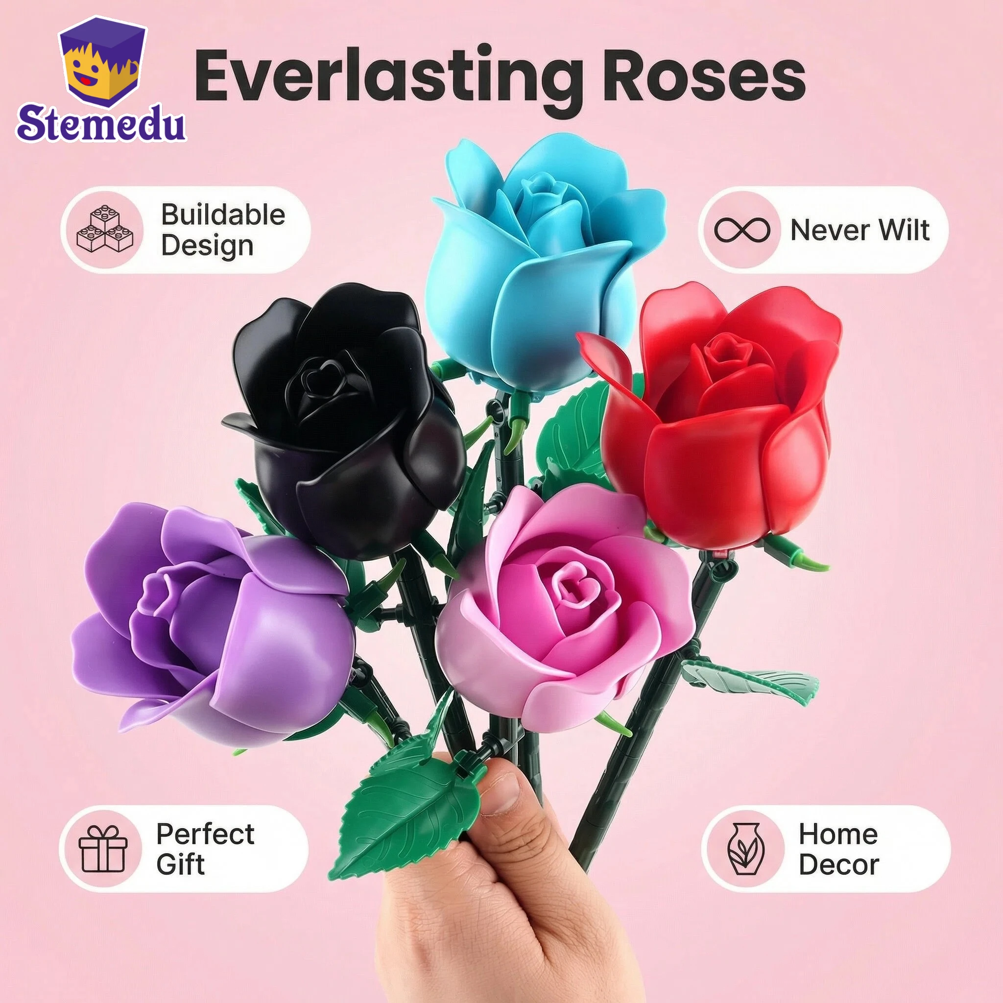 

Набор для сборки букета из искусственных цветов - Красная роза, ботаническая игрушка-подарок на Рождество, День матери, День святого Валентина