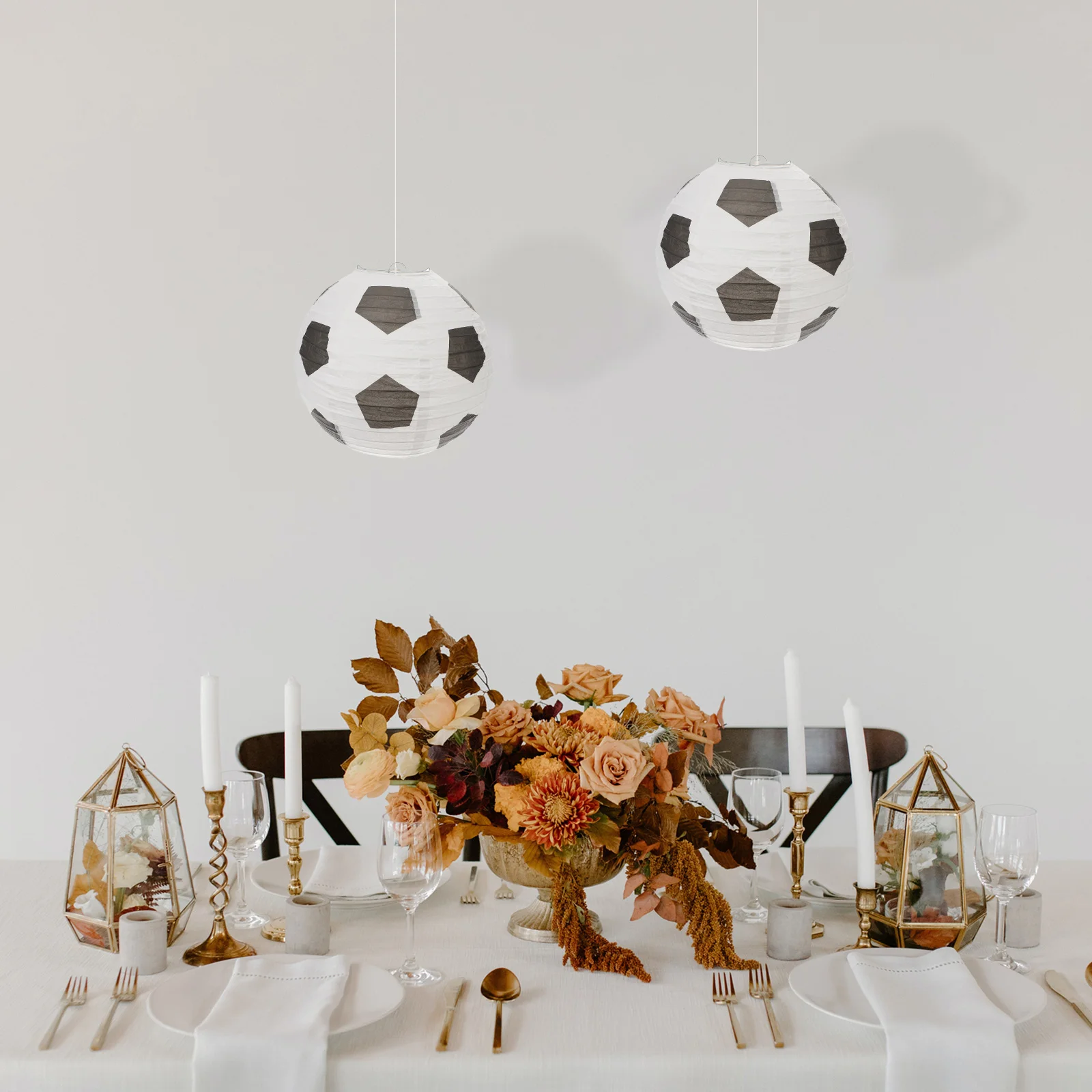 

3 Pcs Football Lantern Sports Soccer Decoration Iron Paerty Hanging Baby Boy