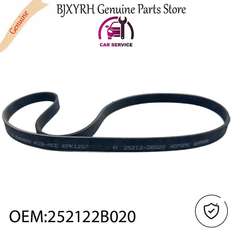 252122B020 Drive Belt for Hyundai Accent Veloster 1.6L 2012-2019 Kia Soul Rio 1.6L 2012-2019 OEM 25212-2B020