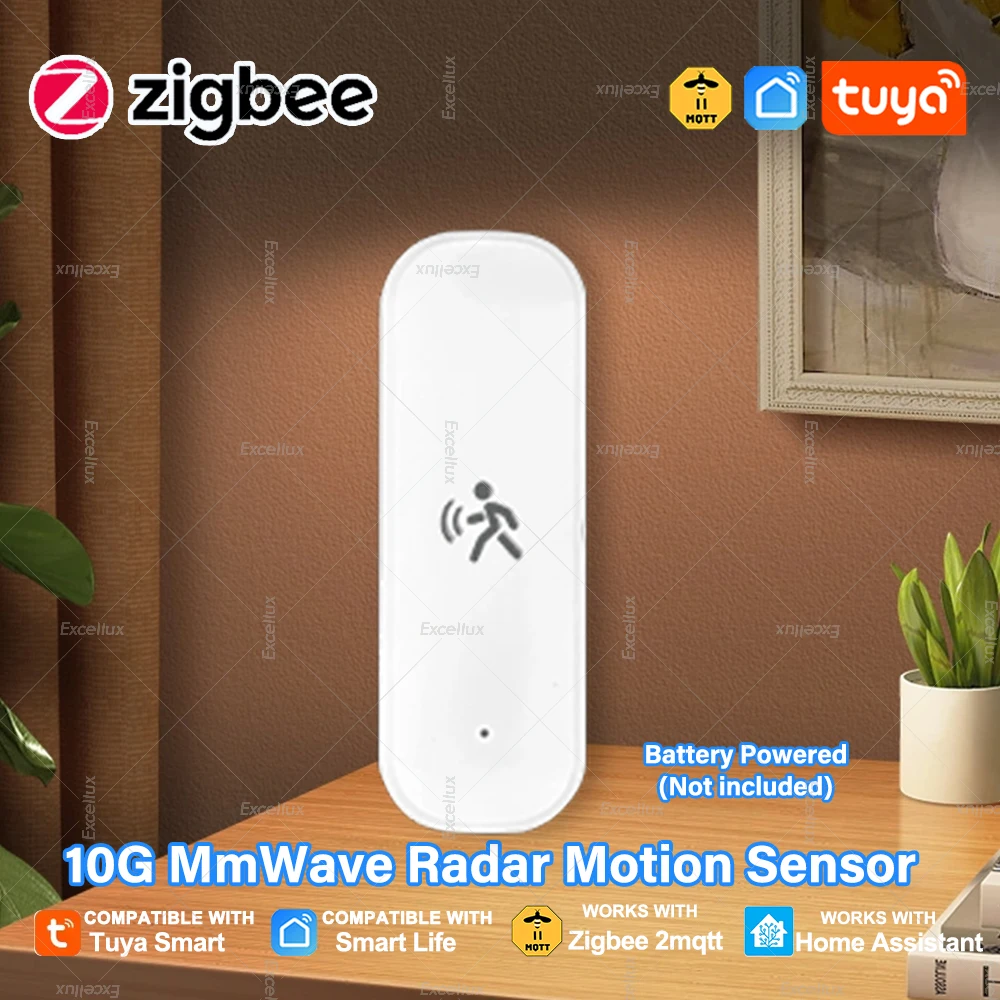 ZigBee Human Motion Sensor 10G MmWave Radar Motion Sensor,with Luminance Temperature Humidity,For Tuya App/Home Assistant Z2MQTT
