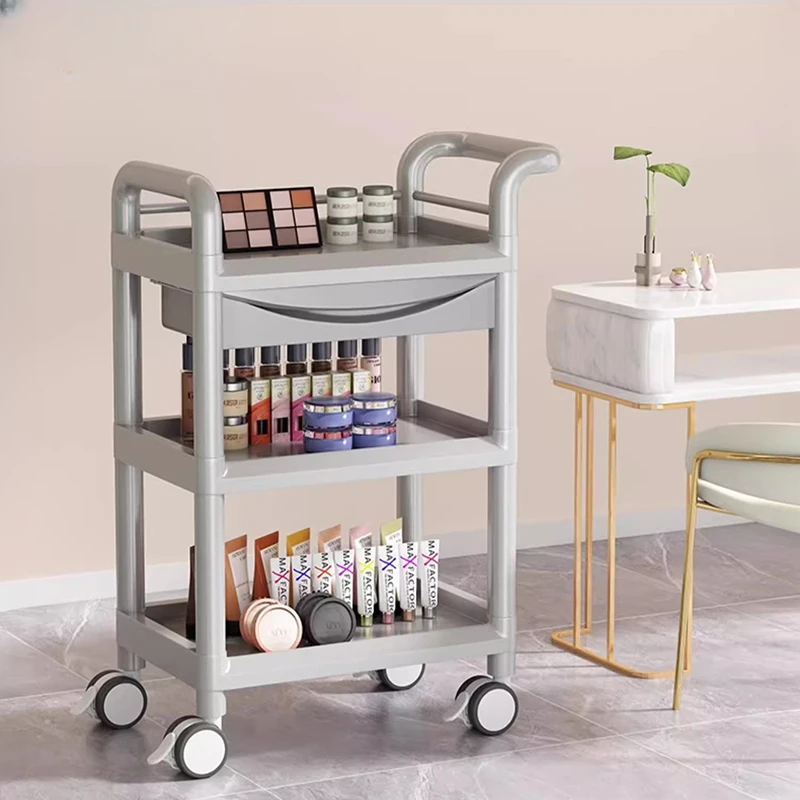 Ferramenta de maquiagem e salão carrinho cosmético, Armazenamento Rolling Trolley, Luxo médico Carrito Auxiliar Salon Furniture, BL50SF