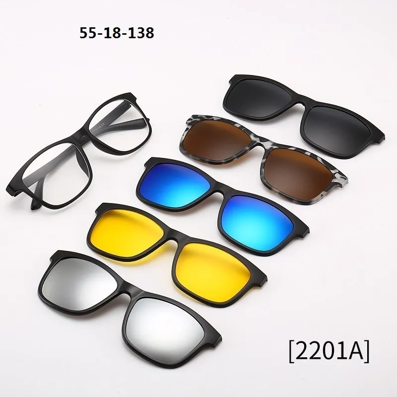 

6 In 1 Custom Men Women Polarized Optical Magnetic Sunglasse Magnet Clip on Sunglasses polarization Clip on Sun Glasses Frame