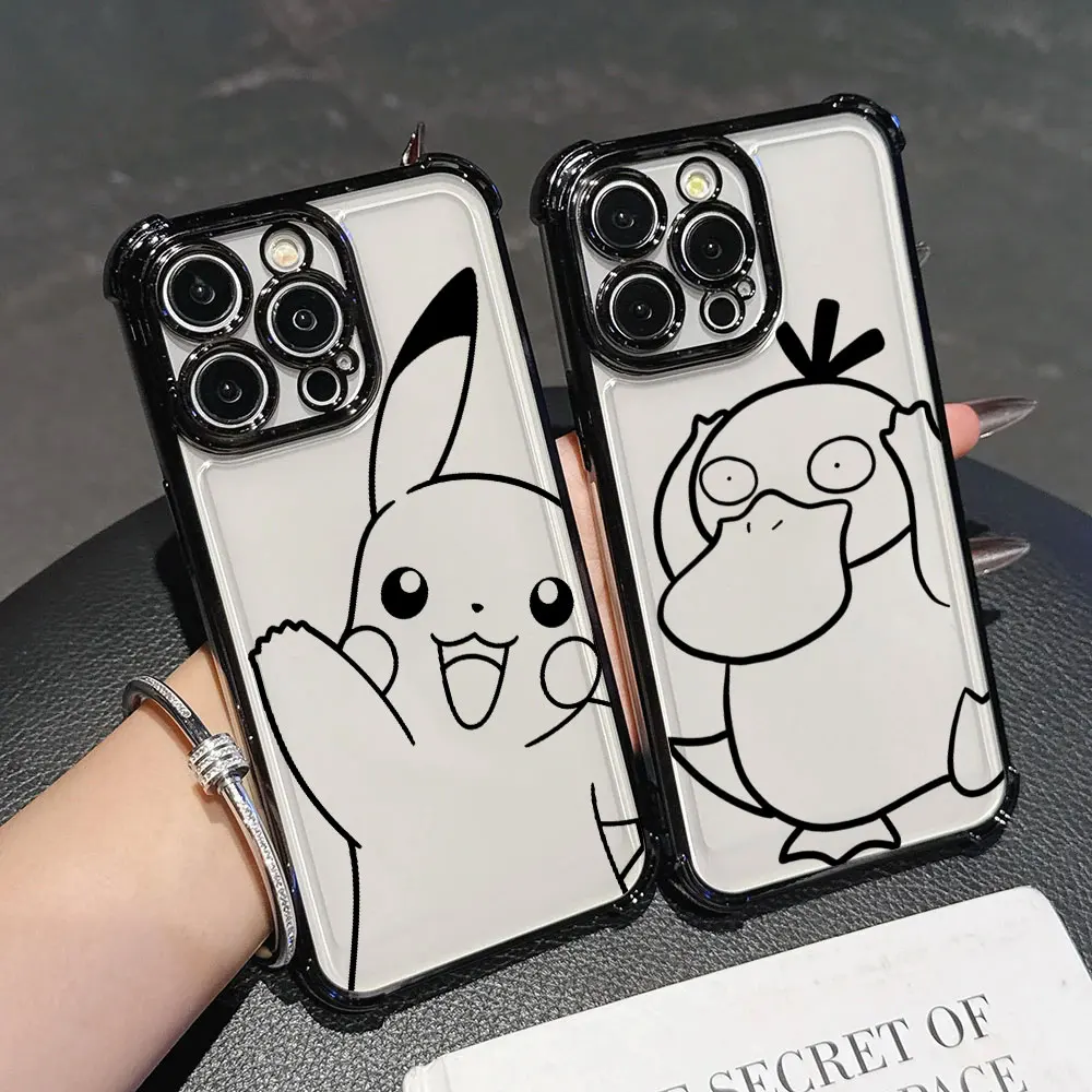 Line P-Pokemons P-Pikachus Psyduck Case For Samsung Galaxy A27 A57 A37 A07 A17 A56 A55 A54 A52 A36 A34 A35 A73 A26 A16 A06 Cover