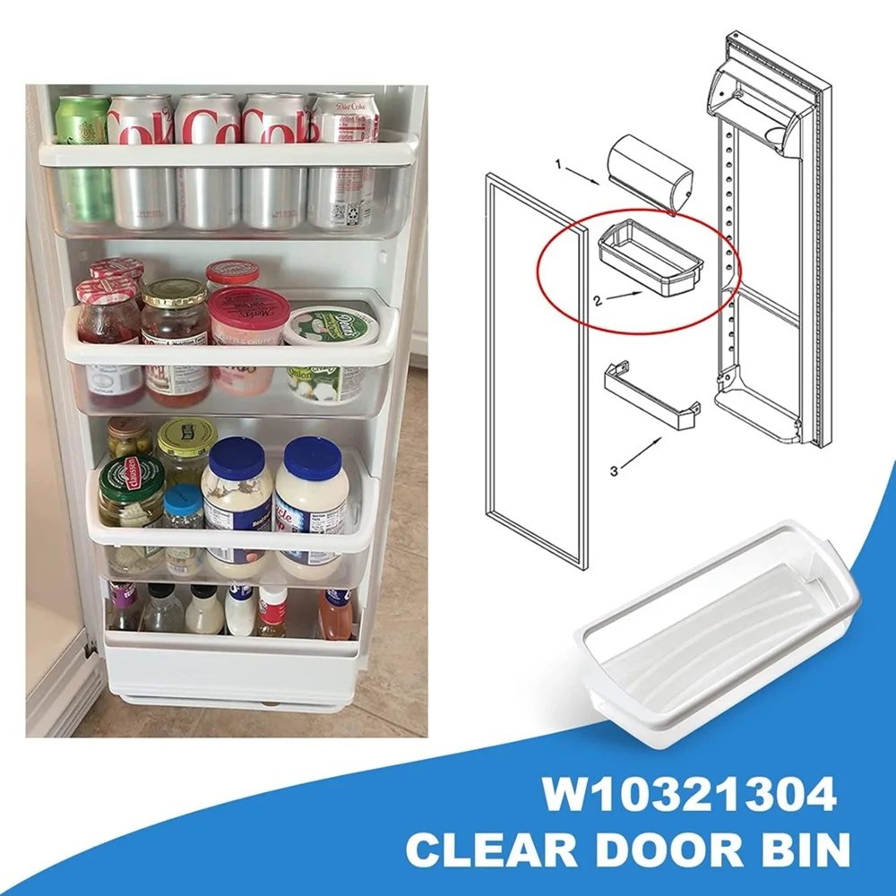 صندوق رف باب الثلاجة W10321304، متوافق مع ثلاجة ويرلبول يستبدل WPW10321304 PS11752778 AP6019471 2179574