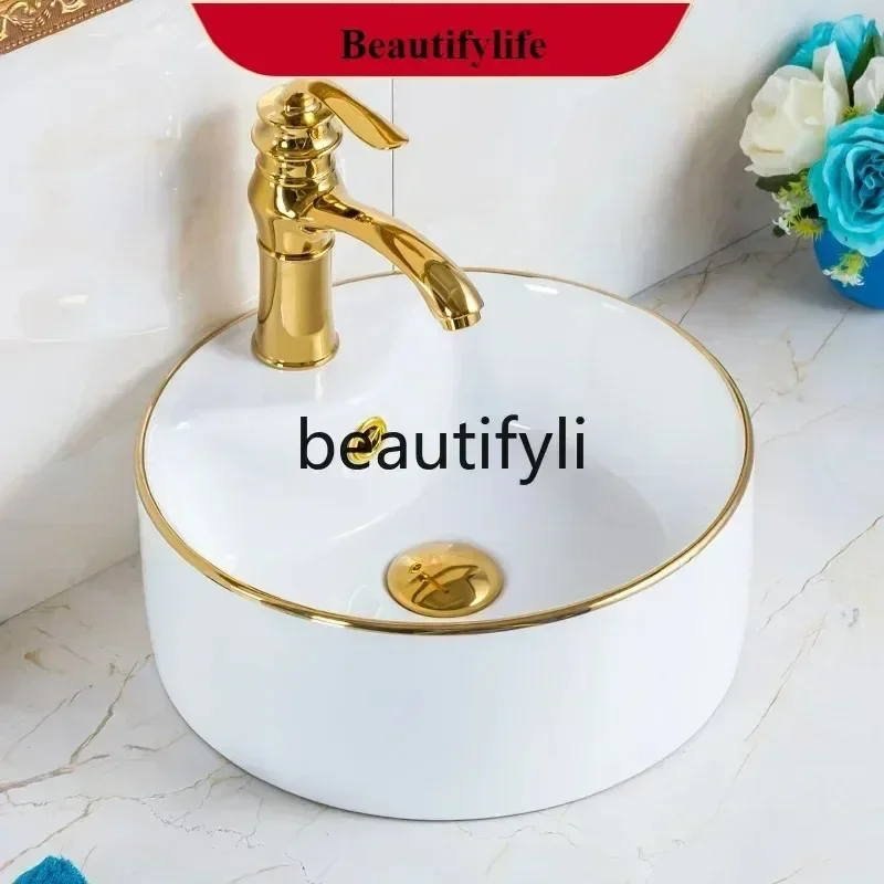YL   ss European Phnom Penh Platform Basin Oval Square Ceramic Washbasin Creative Washbasin