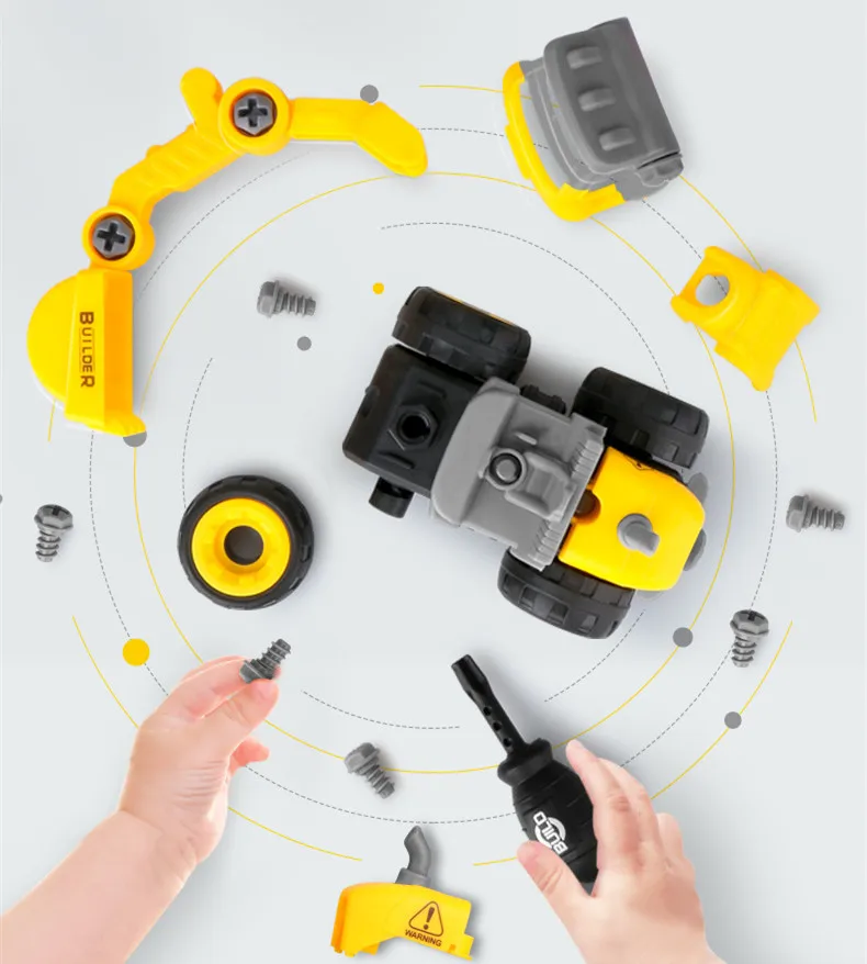 Nut Disassembly Loading Unloading Engineering Truck Excavator Bulldozer Kids Screw Boys Creative Tool Education Toys Car Model