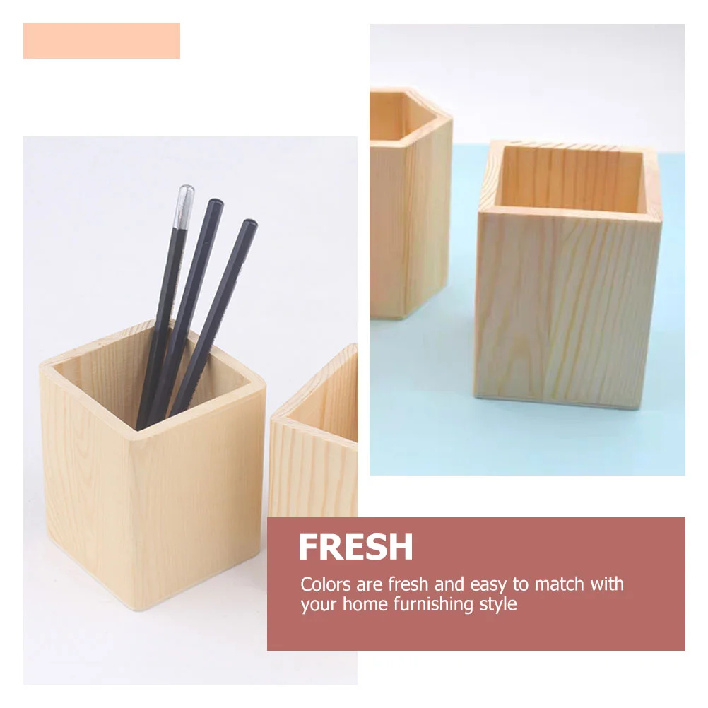 2 Pcs Bracket Pine Pen Holder Child Plant Stands Cutlery Drawer Organiser Wood Desktop Brush