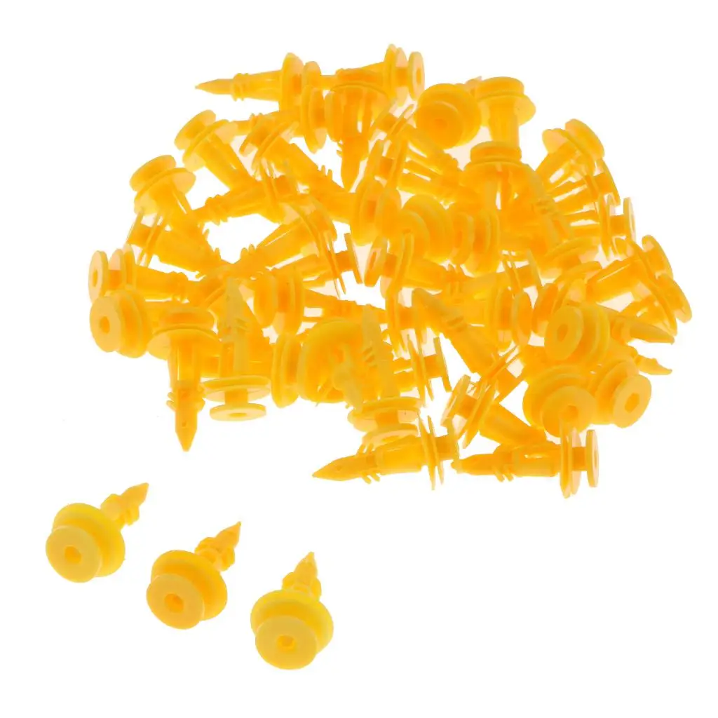 50x Yellow Door Trim Panel Tail Liftgate Clips Push Type Retainer Fastener