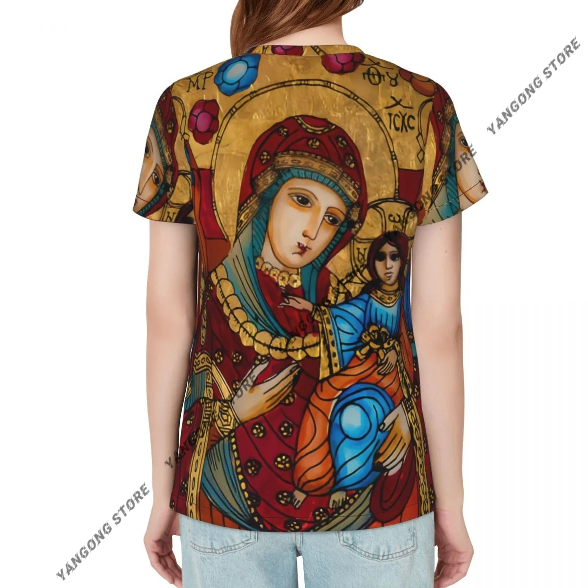 Women's T-shirt Eastern Europe Virgin Mary Tshirt Women Casual O-Neck Short Sleeve Tops Tees Clothing