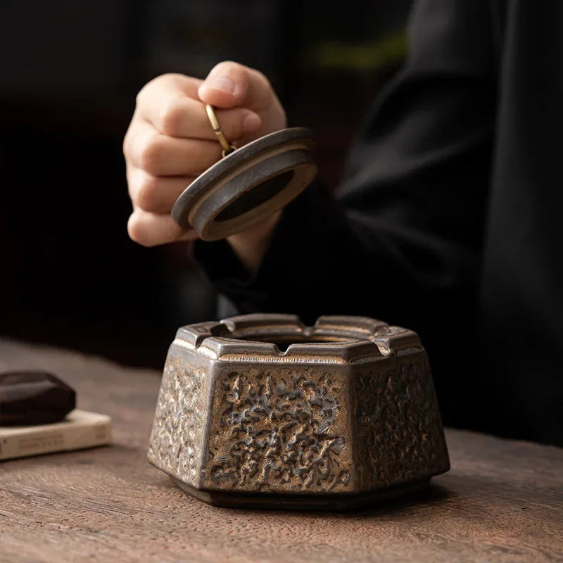 Rostige Aschenbecher Keramik alten Brunnen Aschenbecher Rauch Tasse nach Hause Wohnzimmer Dekoration Büro Tee Desktop-Ornamente