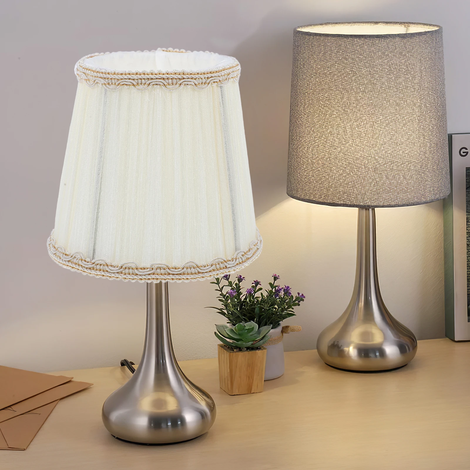 

Fabric Lampshade Light Fittings Small Clip on Bulb C Shade Wall Desk Lamps Bedroom Living Room Decor
