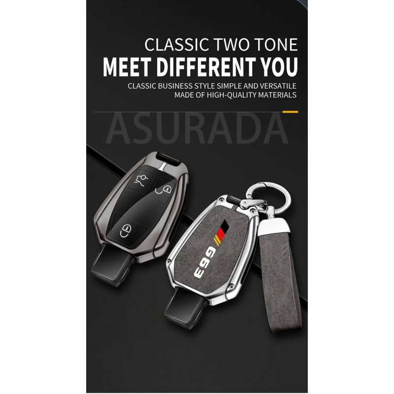 Car TPU Zinc Alloy Key Case Bag For Mercedes Benz AMG G63 Logo Car Key Chain Car Metal Key Shell Interior Decoration Accessories