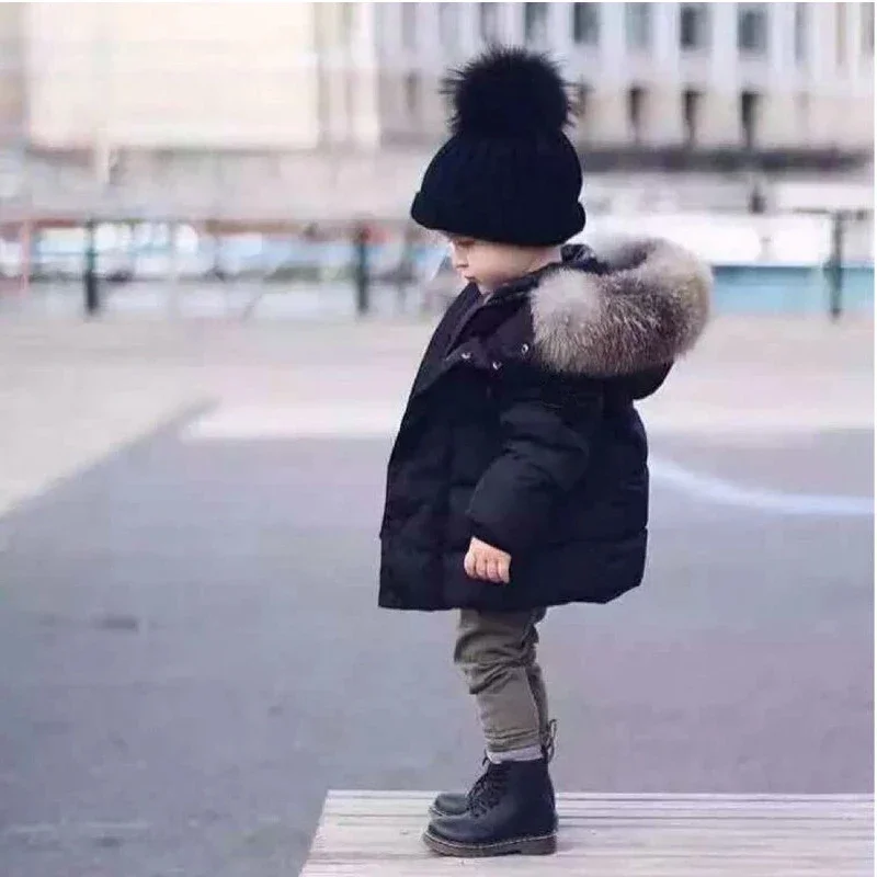 Children Kids Winter Thick Hooded Outerwear Baby Boys Girls Jacket Coat Christmas Warm Parka Cotton-Padded Clothes Snow Wear