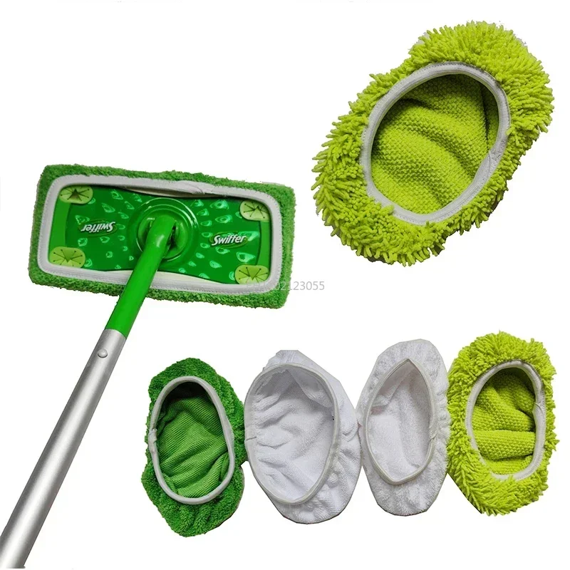 1PCS Thickened Elastic Band Flat Mop Cloth Coral Fleece/Microfiber/Chenille Replacement Rotary Mop Cleaning Pad Household Tools