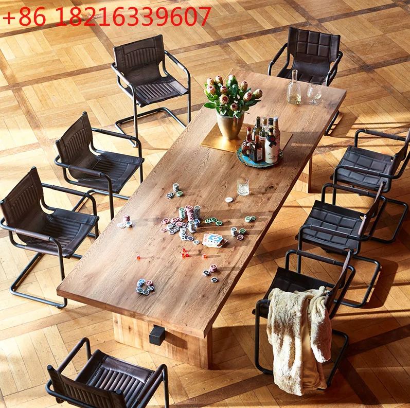 YAO American retro solid wood conference table rectangular industrial style rectangular solid wood dining table