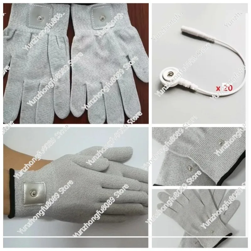 Silver EMS Gloves 20pcs Electricity Conductive Fiber for TENS Therapy BIO Micro Current Stimulation Face Body Massage