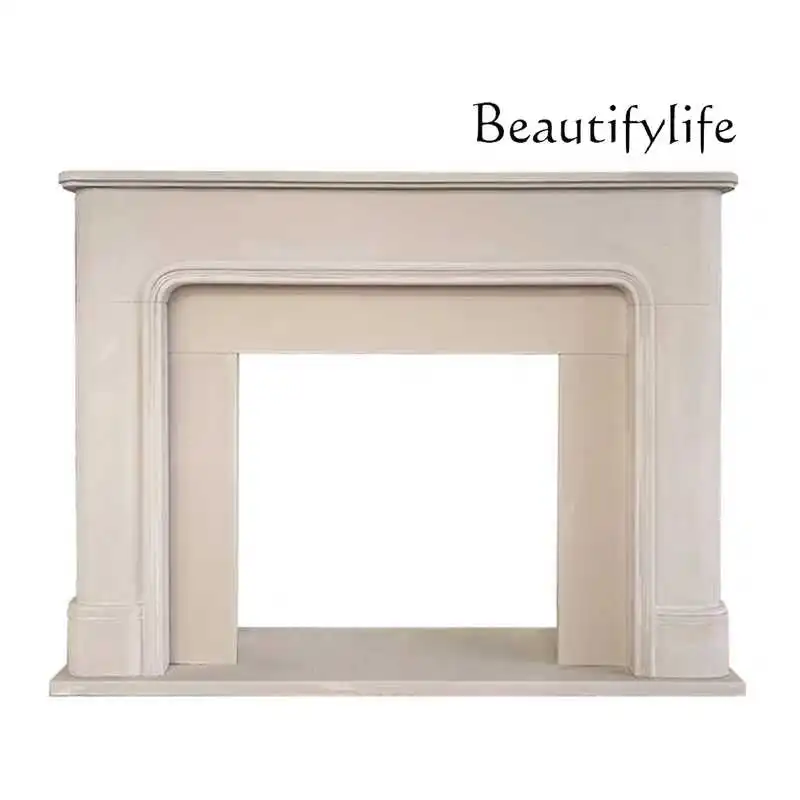 

French simple cream white door fireplace decorative cabinet American light luxury living room wall closet