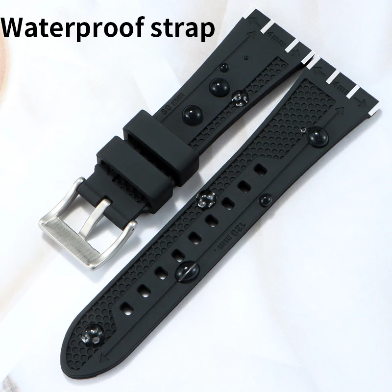 Convex silicone watchband Rubber Watch Chain for Swatch YVS420/454/478 YCS YVB404 Silicone Waterproof Outdoor Sports Wrist Band