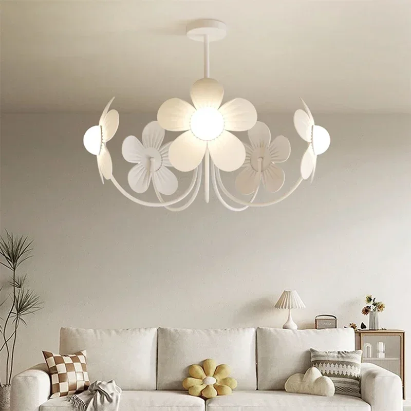 

Led Chandelier For Living Room Bedroom Dining Kitchen Home Decoration Pendent Lamp White Flowers Children's room Design