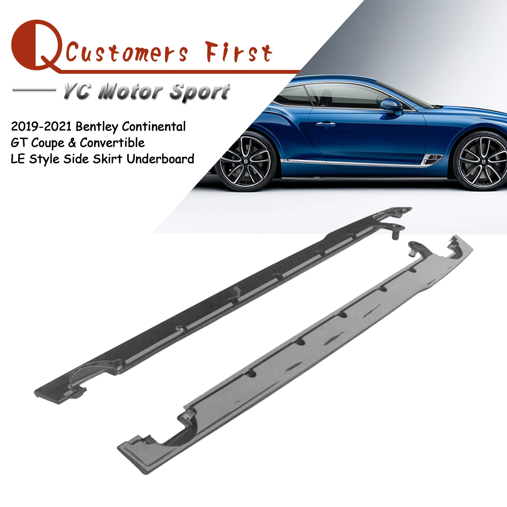 

Car Accessories Carbon Fiber LE Style Side Skirt Underboard Fit For 2019-2021 Bentley Continental GT Coupe & Convertible