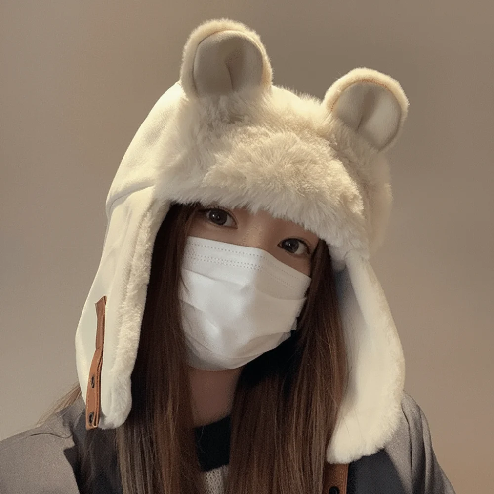 High Quality Cute Ears Earflap Hat Thickened Windproof Warm Hat Keep Warm Ear Protection Cap Winter