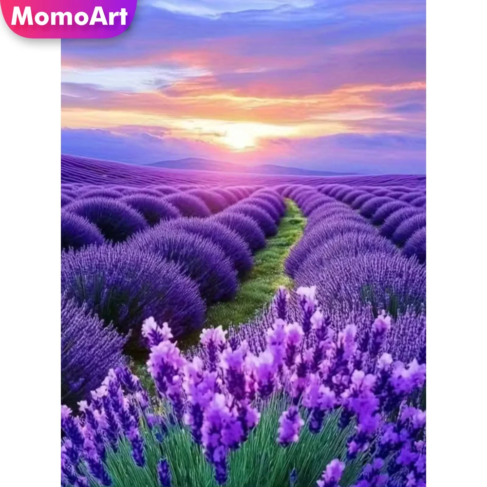 

Momoart New Arrival Diamond Painting Flower Picture Rhinestones Diamond Embroidery Lavender DIY Mosaic Home Bedroom Wall Artwork