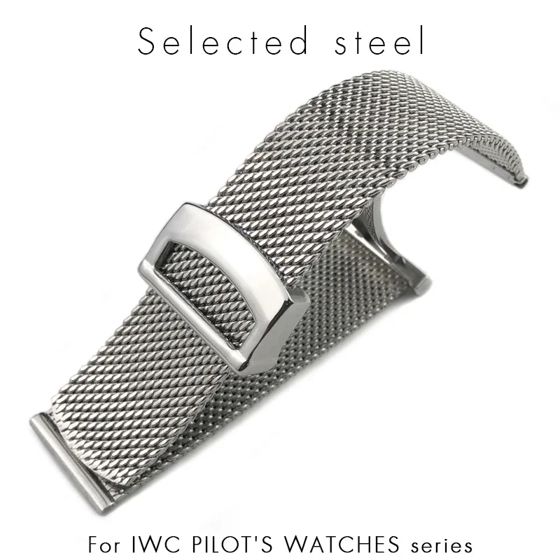 20mm  22mm Solid Stainless Steel Woven Mesh Watchband Fit for IWC  Le Petit Prince Mark18 Portofino TOP GUN Watch Strap