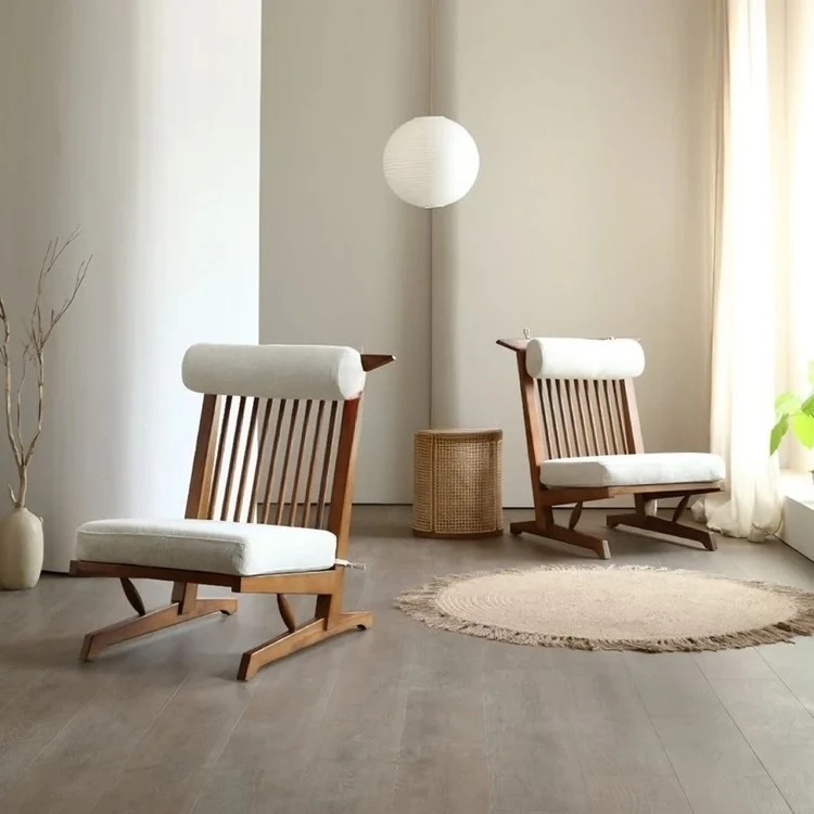 Japanese solid wood lazy sofa Nakajima George recliner high back sofa