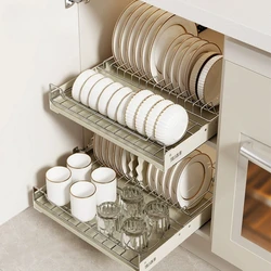 Stainless Steel Bowl Storage Shelf, Kitchen Cabinet, Drawer Type, Free Installation