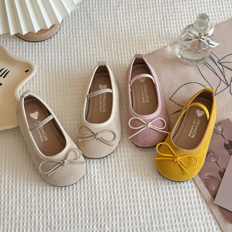 

Fashion Korean Style Soft Sole Anti-slippery Sweet Bowtie Casual Shoes Spring Autumn New Children Leather Shoes for Girls